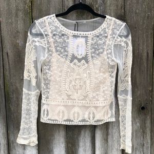 Zara White Lace Crop Top
